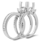 1.75 Carat (ctw) 14k White Gold Princess & Round Diamond Ladies Bridal Semi Mount Engagement Ring With Matching Band Set 1 3/4 CT (No Center Stone)