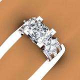 1.75 Carat (ctw) 14k White Gold Princess & Round Diamond Ladies Bridal Semi Mount Engagement Ring With Matching Band Set 1 3/4 CT (No Center Stone)