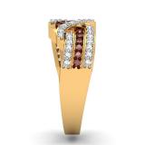 0.80 Carat (ctw) 10k Yellow Gold Round Champagne & White Diamond Ladies Swirl Right Hand Cocktail Band 3/4 CT