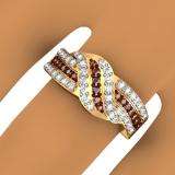 0.80 Carat (ctw) 10k Yellow Gold Round Champagne & White Diamond Ladies Swirl Right Hand Cocktail Band 3/4 CT