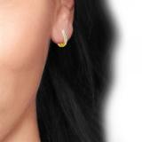 0.10 Carat (ctw) 18K Yellow Gold Plated Sterling Silver Baguette Cut Diamond Ladies Huggies Hoop Earrings 1/10 CT