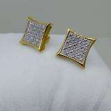 0.27 Carat (ctw) 18K Yellow Gold Plated Sterling Silver Round Diamond Men's Kite Shape Hip Hop Iced Stud Earrings 1/4 CT