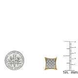 0.27 Carat (ctw) 18K Yellow Gold Plated Sterling Silver Round Diamond Men's Kite Shape Hip Hop Iced Stud Earrings 1/4 CT