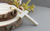 Round White Diamond Iced Out Slider Cross Unisex Pendant with 18 Inch Silver Chain in 10K Yellow Gold (1.00 ctw, Color I-J, Clarity I2-I3)