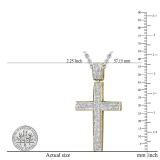 Round White Diamond Iced Out Slider Cross Unisex Pendant with 18 Inch Silver Chain in 10K Yellow Gold (1.00 ctw, Color I-J, Clarity I2-I3)