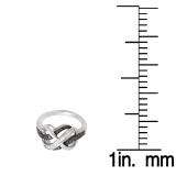 0.20 Carat (ctw) Sterling Silver Round & Baguette Cut Black & White Diamond Ladies Swirl Infinity Two Tone Wedding Ring 1/5 CT