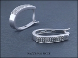 0.15 Carat (ctw) 18k White Gold Plated Sterling Silver Real Round Diamond Ladies Hoop Earrings