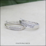 0.15 Carat (ctw) 18k White Gold Plated Sterling Silver Real Round Diamond Ladies Hoop Earrings