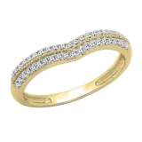 0.25 Carat (ctw) 10K Yellow Gold Round White Diamond Ladies Double Row Curved Anniversary Wedding Stackable Band 1/4 CT