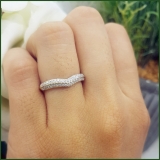 0.25 Carat (ctw) 10K Yellow Gold Round White Diamond Ladies Double Row Curved Anniversary Wedding Stackable Band 1/4 CT