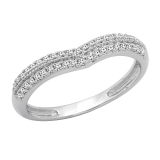 0.25 Carat (ctw) 10K White Gold Round White Diamond Ladies Double Row Curved Anniversary Wedding Stackable Band 1/4 CT