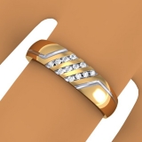0.15 Carat (ctw) 10K Yellow Gold Round White Diamond Men's Channel Set 3 Row Wedding Band Anniversary Ring