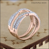 0.75 Carat (ctw) 10K Rose Gold Round Diamond Ladies Anniversary Wedding Band Enhancer Guard Double Ring 3/4 CT