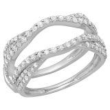 0.75 Carat (ctw) 10K White Gold Round Diamond Ladies Anniversary Wedding Band Enhancer Guard Double Ring 3/4 CT