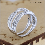 0.75 Carat (ctw) 10K White Gold Round Diamond Ladies Anniversary Wedding Band Enhancer Guard Double Ring 3/4 CT