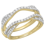0.75 Carat (ctw) 10K Yellow Gold Round Diamond Ladies Anniversary Wedding Band Enhancer Guard Double Ring 3/4 CT