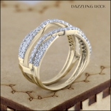 0.75 Carat (ctw) 10K Yellow Gold Round Diamond Ladies Anniversary Wedding Band Enhancer Guard Double Ring 3/4 CT