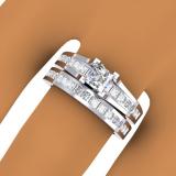 2.00 Carat (ctw) 14K White Gold Princess Cut Diamond Ladies Bridal Engagement Ring With Matching Band Set 2 CT