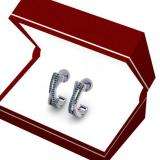 0.33 Carat (ctw) Sterling Silver Round White Blue & Black Diamond Ladies Criss Cross J Shaped Hoop Earrings 1/3 CT