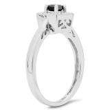 0.30 Carat (ctw) 10K White Gold Princess Cut Black Diamond Ladies Solitaire Bridal Promise Engagement Ring 1/3 CT