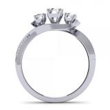 0.40 Carat (ctw) 10K White Gold Round Diamond Ladies Bridal Swirl Style 3 Stone Engagement Ring