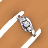 0.40 Carat (ctw) 10K White Gold Round Diamond Ladies Bridal Swirl Style 3 Stone Engagement Ring