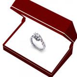 0.40 Carat (ctw) 10K White Gold Round Diamond Ladies Bridal Swirl Style 3 Stone Engagement Ring