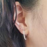 0.45 Carat (ctw) 14k White Gold Round Cut Diamond Ladies Hoop Earrings 1/2 CT