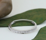 0.35 Carat (ctw) 10K White Gold Round White Cubic Zirconia Ladies Milgrain Anniversary Wedding Stackable Band 1/3 CT