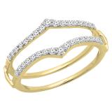 0.50 Carat (ctw) 14k Yellow Gold Round Diamond Ladies Anniversary Wedding Band Enhancer Guard Double Ring 1/2 CT