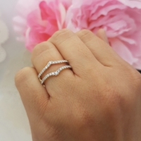 0.50 Carat (ctw) 14k Yellow Gold Round Diamond Ladies Anniversary Wedding Band Enhancer Guard Double Ring 1/2 CT