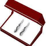 0.12 Carat (ctw) Sterling Silver Round Black Diamond Ladies Infinity Swirl Dangling Drop Earrings