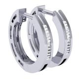 0.13 Carat (ctw) Sterling Silver Baguette Cut Diamond Ladies Mens Unisex Huggie Hoop Earrings