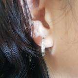 0.13 Carat (ctw) Sterling Silver Baguette Cut Diamond Ladies Mens Unisex Huggie Hoop Earrings