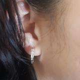0.13 Carat (ctw) Sterling Silver Baguette Cut Diamond Ladies Mens Unisex Huggie Hoop Earrings