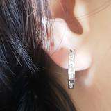 0.13 Carat (ctw) Sterling Silver Baguette Cut Diamond Ladies Mens Unisex Huggie Hoop Earrings