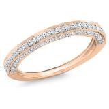 0.33 Carat (ctw) 18K Rose Gold Round White Diamond Ladies Bridal Wedding Band 1/3 CT