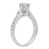 IGI CERTIFIED Round White Diamond Solitaire Style Tapered Shank Engagement Ring for Women (1.20 ctw Color I-J Clarity I2-I3) in 10K White Gold