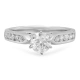 1.20 Carat (ctw) 14k White Gold Round Diamond Ladies Solitaire With Accents Bridal Engagement Ring 1 1/4 CT