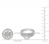 1.25 Carat (ctw) 14k White Gold Round Diamond Ladies Split Shank Halo Style Bridal Engagement Ring Set With Matching Band 1 1/4 CT