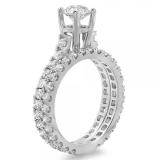 2.40 Carat (ctw) 14K White Gold Round White Diamond Ladies Engagement Bridal Ring Set