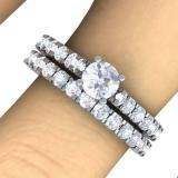 2.40 Carat (ctw) 14K White Gold Round White Diamond Ladies Engagement Bridal Ring Set