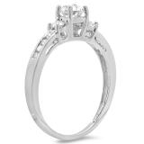 0.75 Carat (ctw) 10K White Gold Round Cut Diamond Ladies Bridal 3 Stone Engagement Ring 3/4 CT