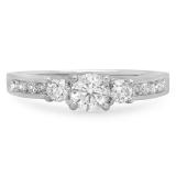 0.75 Carat (ctw) 10K White Gold Round Cut Diamond Ladies Bridal 3 Stone Engagement Ring 3/4 CT