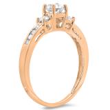 0.75 Carat (ctw) 14K Rose Gold Round Cut Diamond Ladies Bridal 3 Stone Engagement Ring 3/4 CT