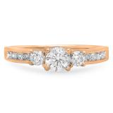0.75 Carat (ctw) 14K Rose Gold Round Cut Diamond Ladies Bridal 3 Stone Engagement Ring 3/4 CT