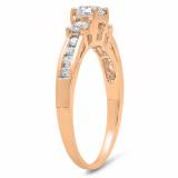 0.75 Carat (ctw) 18K Rose Gold Round Cut Diamond Ladies Bridal 3 Stone Engagement Ring 3/4 CT
