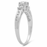 0.75 Carat (ctw) 18K White Gold Round Cut Diamond Ladies Bridal 3 Stone Engagement Ring 3/4 CT