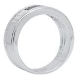 1.25 Carat (ctw) 10K White Gold Princess Cut Black & White Diamond Men's Invisible Set Wedding Band Anniversary Ring 1 1/4 CT