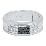 1.25 Carat (ctw) 10K White Gold Princess Cut Black & White Diamond Men's Invisible Set Wedding Band Anniversary Ring 1 1/4 CT